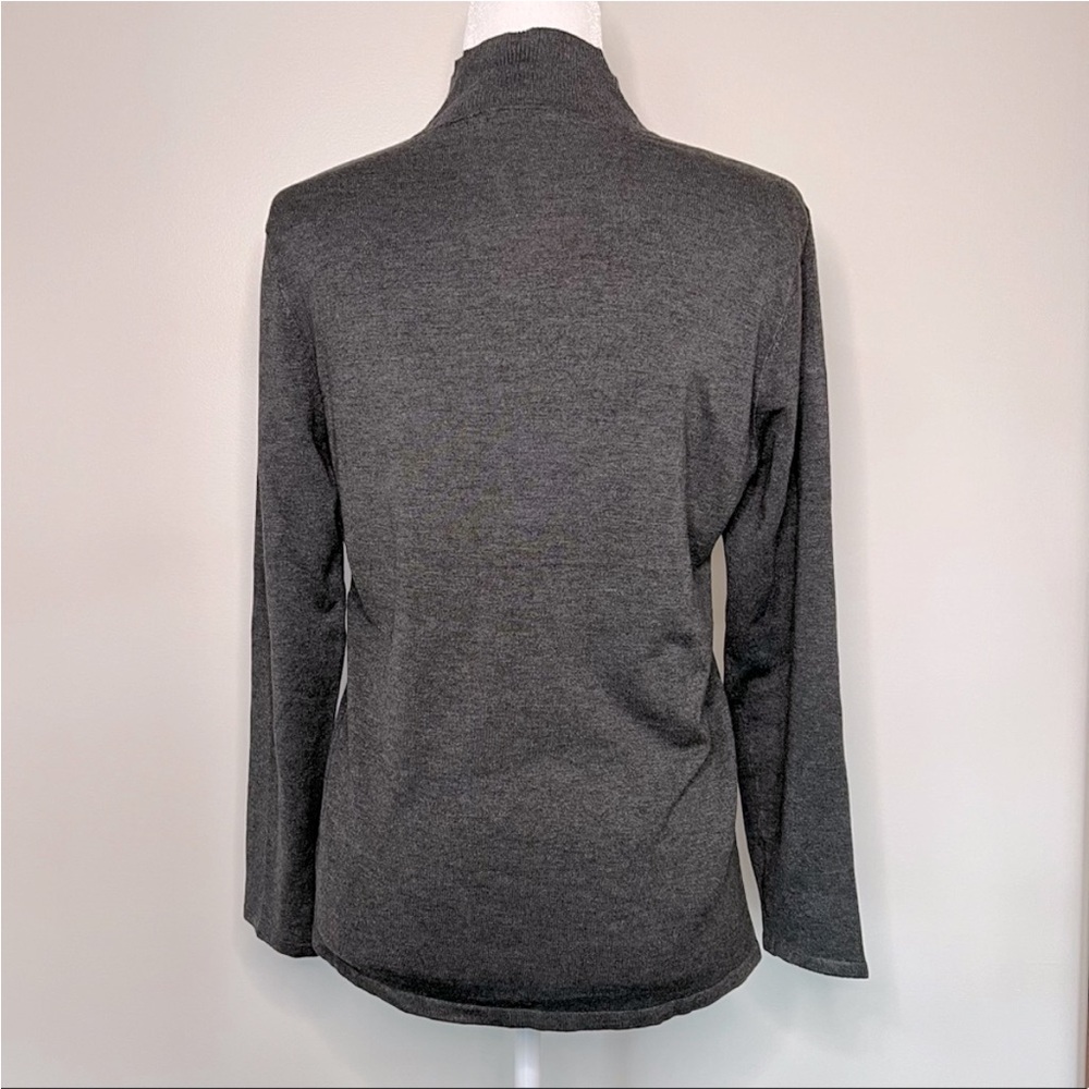 T Tahari Mockneck Sweater, Heather Graphite Gray, Large - Picture 5 of 15